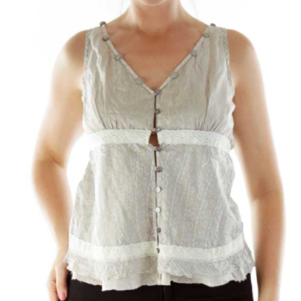 Anthropologie azel hazel hazel haze Beige Buttoned Tank Top